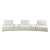 Stavan Modular Curved 3 Seater Sofa, Gray Boucle Adjustable Seat Depth - BM333652