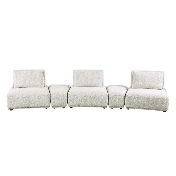 Stavan Modular Curved 3 Seater Sofa, Gray Boucle Adjustable Seat Depth - BM333652