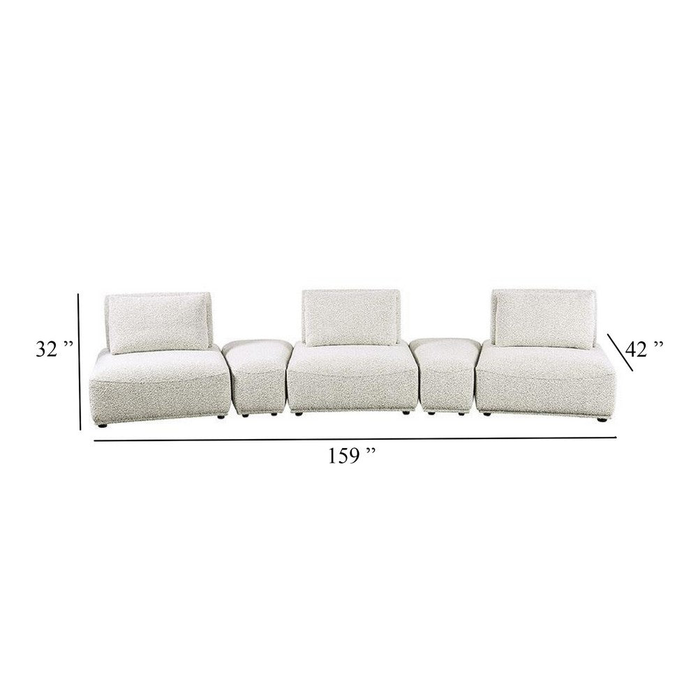 Stavan Modular Curved 3 Seater Sofa, Gray Boucle Adjustable Seat Depth - BM333652