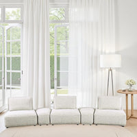 Stavan Modular Curved 3 Seater Sofa, Gray Boucle Adjustable Seat Depth - BM333652