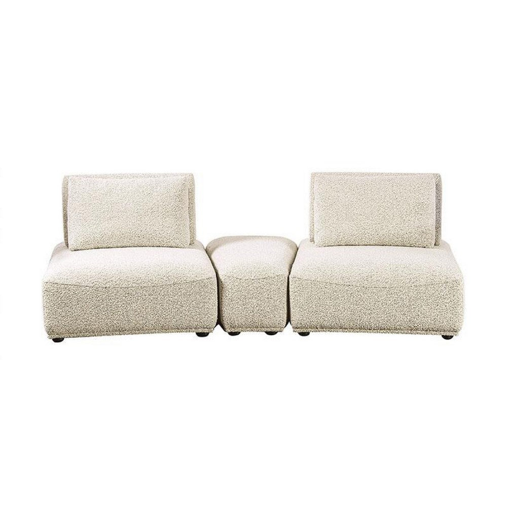 Stavan Modular Curved 2 Seat Sofa, Beige Boucle Adjustable Seat Depth - BM333654