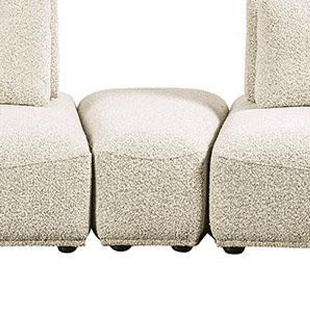 Stavan Modular Curved 2 Seat Sofa, Beige Boucle Adjustable Seat Depth - BM333654