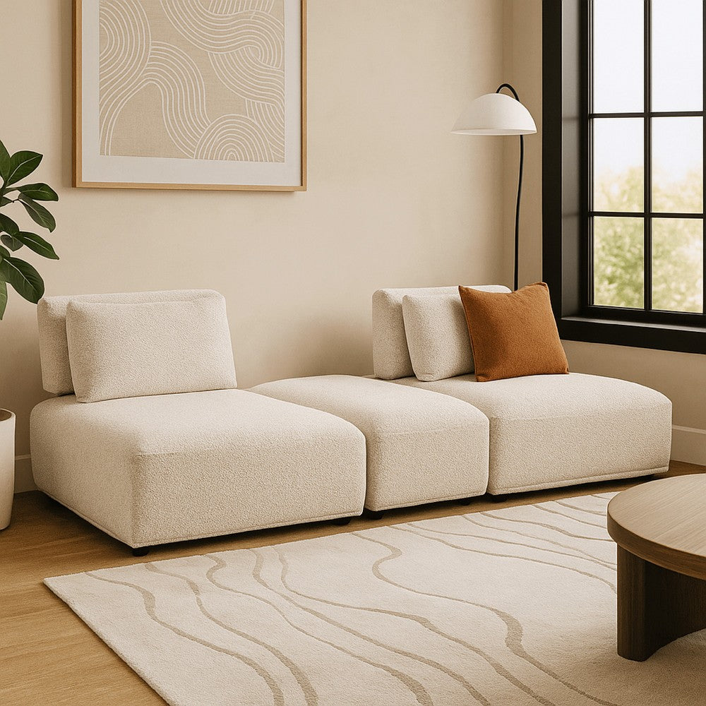 Stavan Modular Curved 2 Seat Sofa, Ottoman Beige Adjustable Seat Depth - BM333655