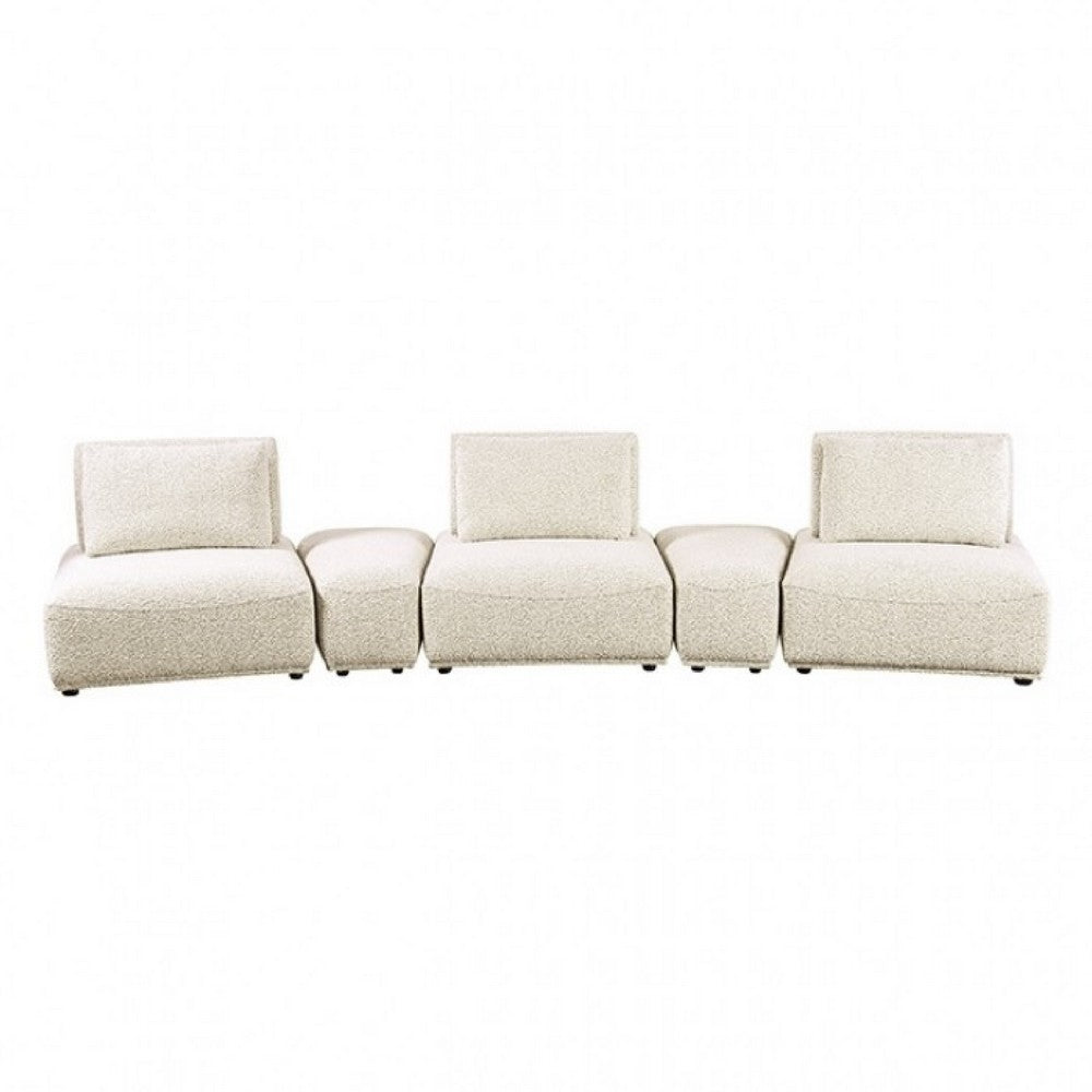 Stavan Modular Curved 3 Seat Sofa, Beige Boucle, Adjustable Seat Depth - BM333657