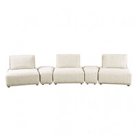 Stavan Modular Curved 3 Seat Sofa, Beige Boucle, Adjustable Seat Depth - BM333657