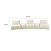 Stavan Modular Curved 3 Seat Sofa, Beige Boucle, Adjustable Seat Depth - BM333657