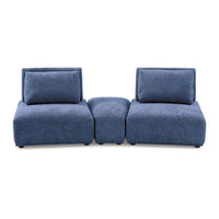 Stavan Modular Curved 2 Seat Sofa Set, Blue Chenille, Adjustable Backs - BM333659
