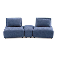 Stavan Modular Curved 2 Seat Sofa Set, Blue Chenille, Adjustable Backs - BM333659