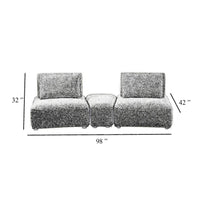 Stavan Modular Curved 2 Seat Sofa Set, Blue Chenille, Adjustable Backs - BM333659