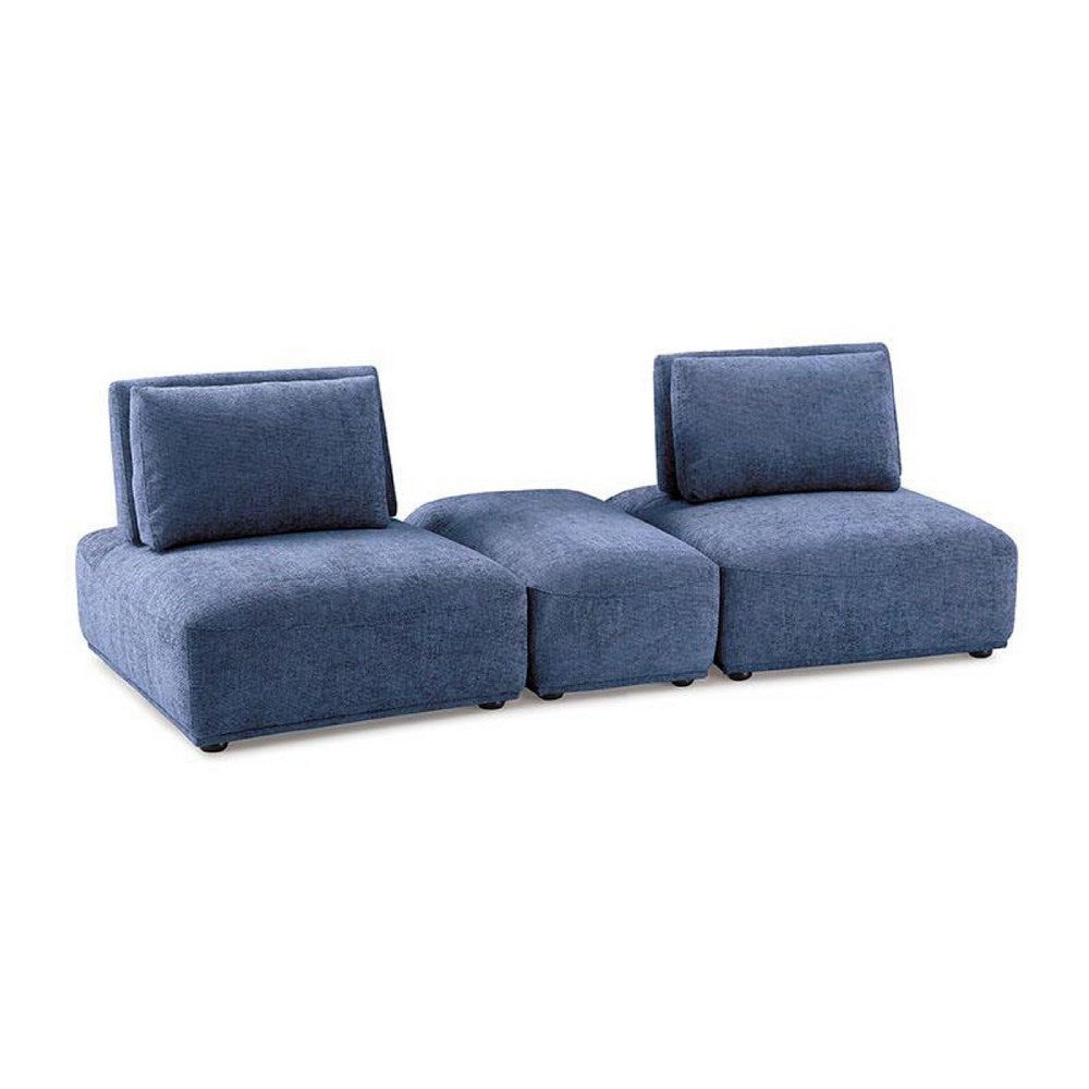 Stavan Modular Curved 2 Seater Sofa, Ottoman, Blue Adjustable Backs - BM333660