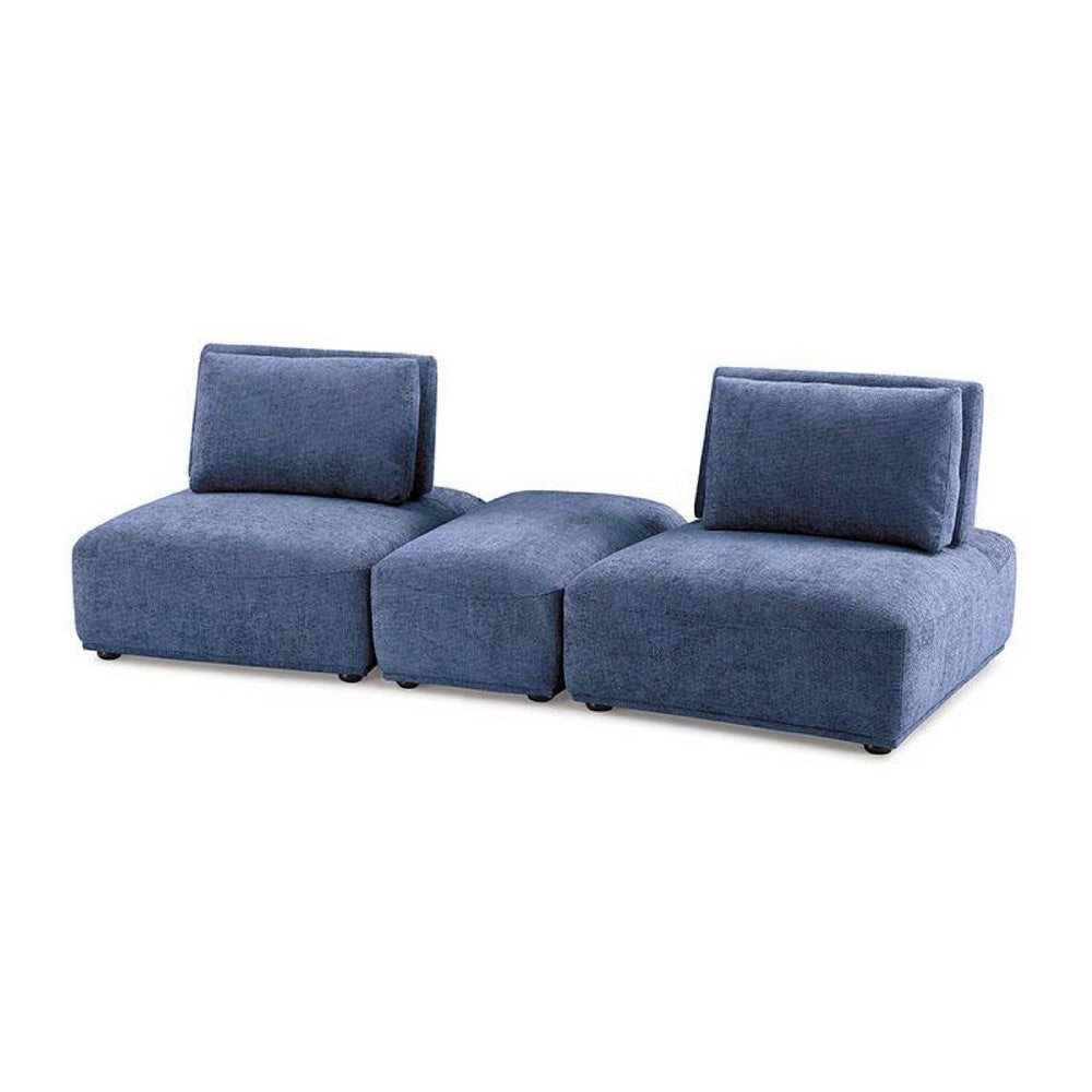 Stavan Modular Curved 2 Seater Sofa, Ottoman, Blue Adjustable Backs - BM333660