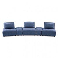 Stavan Modular Curved 3 Seat Sofa, Blue Chenille, Adjustable Backs - BM333662