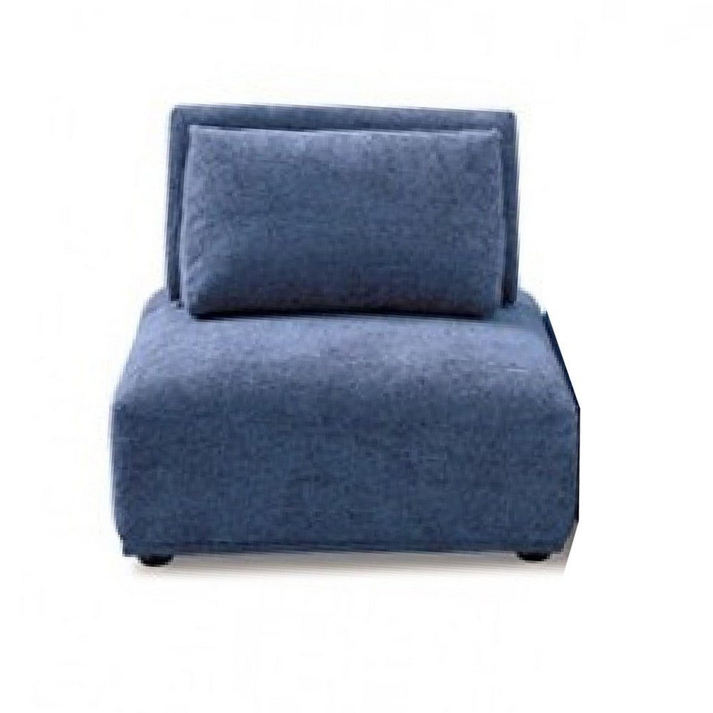 Stavan Modular Curved 3 Seat Sofa, Blue Chenille, Adjustable Backs - BM333662
