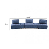 Stavan Modular Curved 3 Seat Sofa, Blue Chenille, Adjustable Backs - BM333662