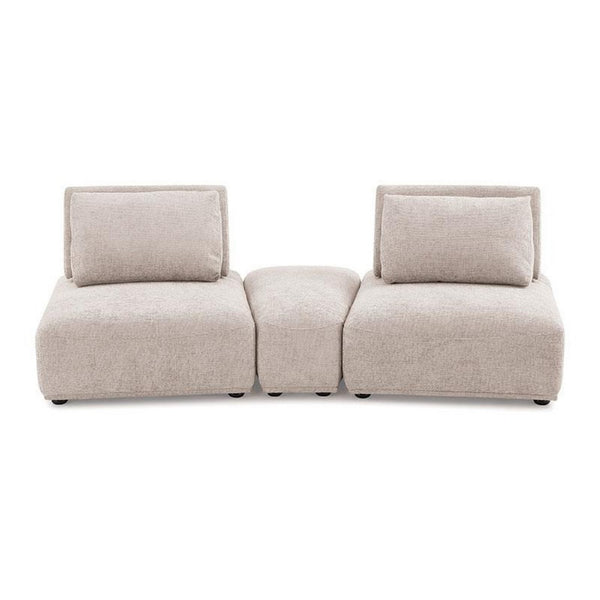 Stavan Modular Curved 2 Seat Sofa, Light Brown Boucle Adjustable Back - BM333664