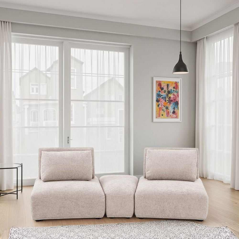 Stavan Modular Curved 2 Seat Sofa, Light Brown Boucle Adjustable Back - BM333664