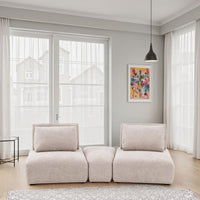 Stavan Modular Curved 2 Seat Sofa, Light Brown Boucle Adjustable Back - BM333664