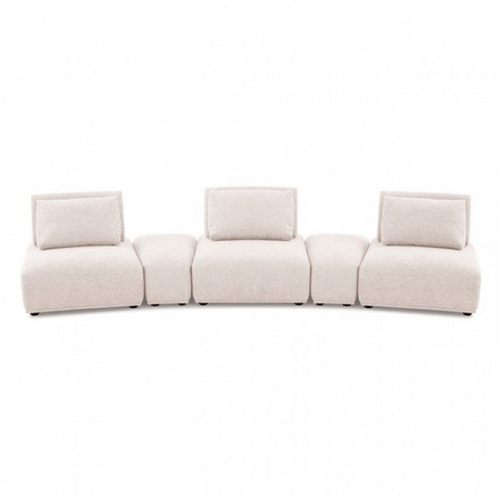 Stavan Modular Curved 3 Seat Sofa, Light Brown Boucle Adjustable Backs - BM333667
