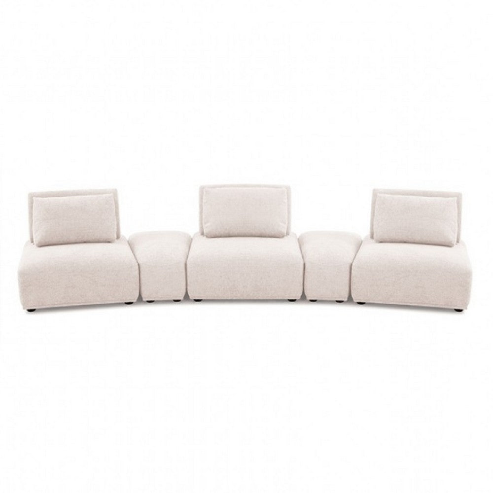 Stavan Modular Curved 3 Seat Sofa, Light Brown Boucle Adjustable Backs - BM333667