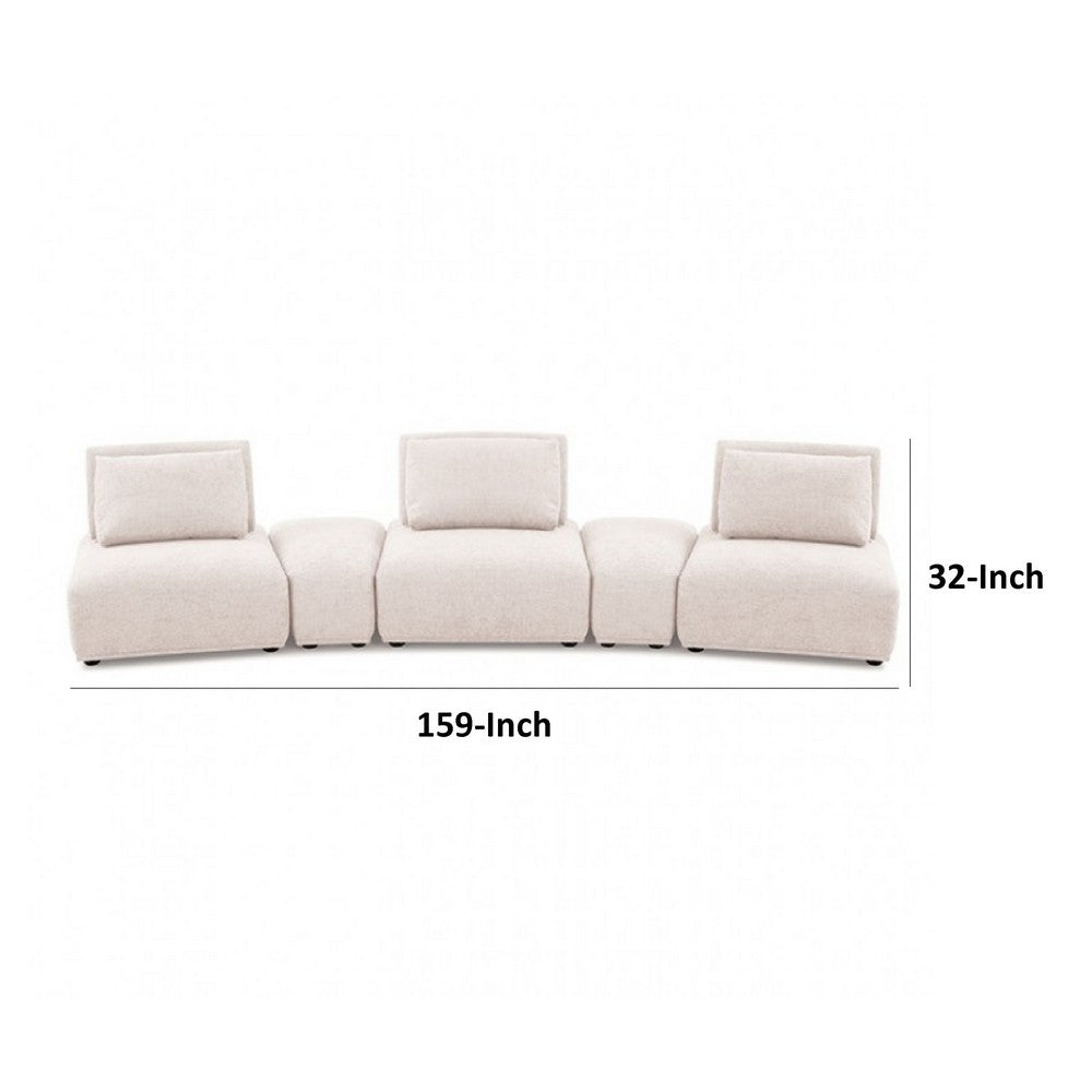 Stavan Modular Curved 3 Seat Sofa, Light Brown Boucle Adjustable Backs - BM333667