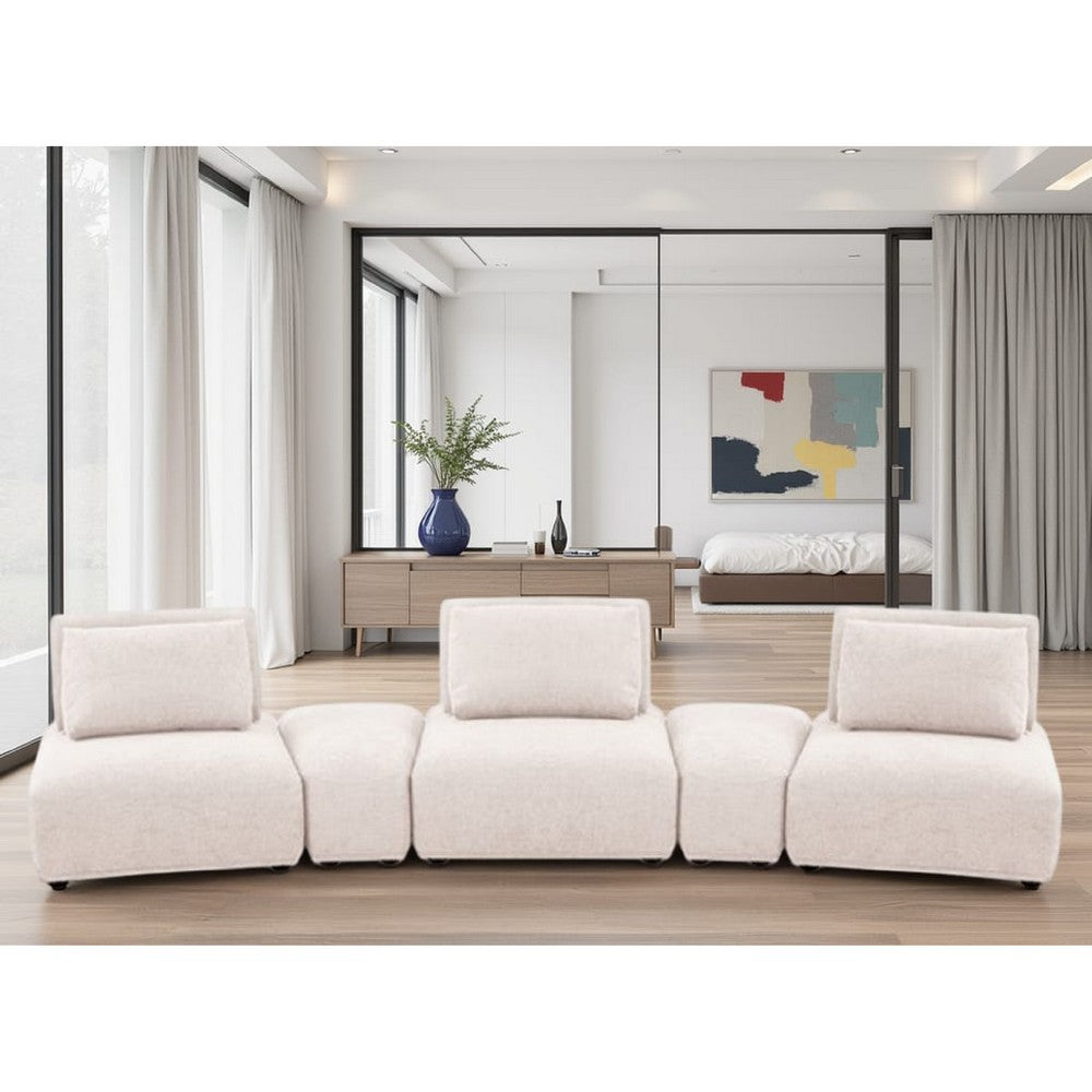 Stavan Modular Curved 3 Seat Sofa, Light Brown Boucle Adjustable Backs - BM333667