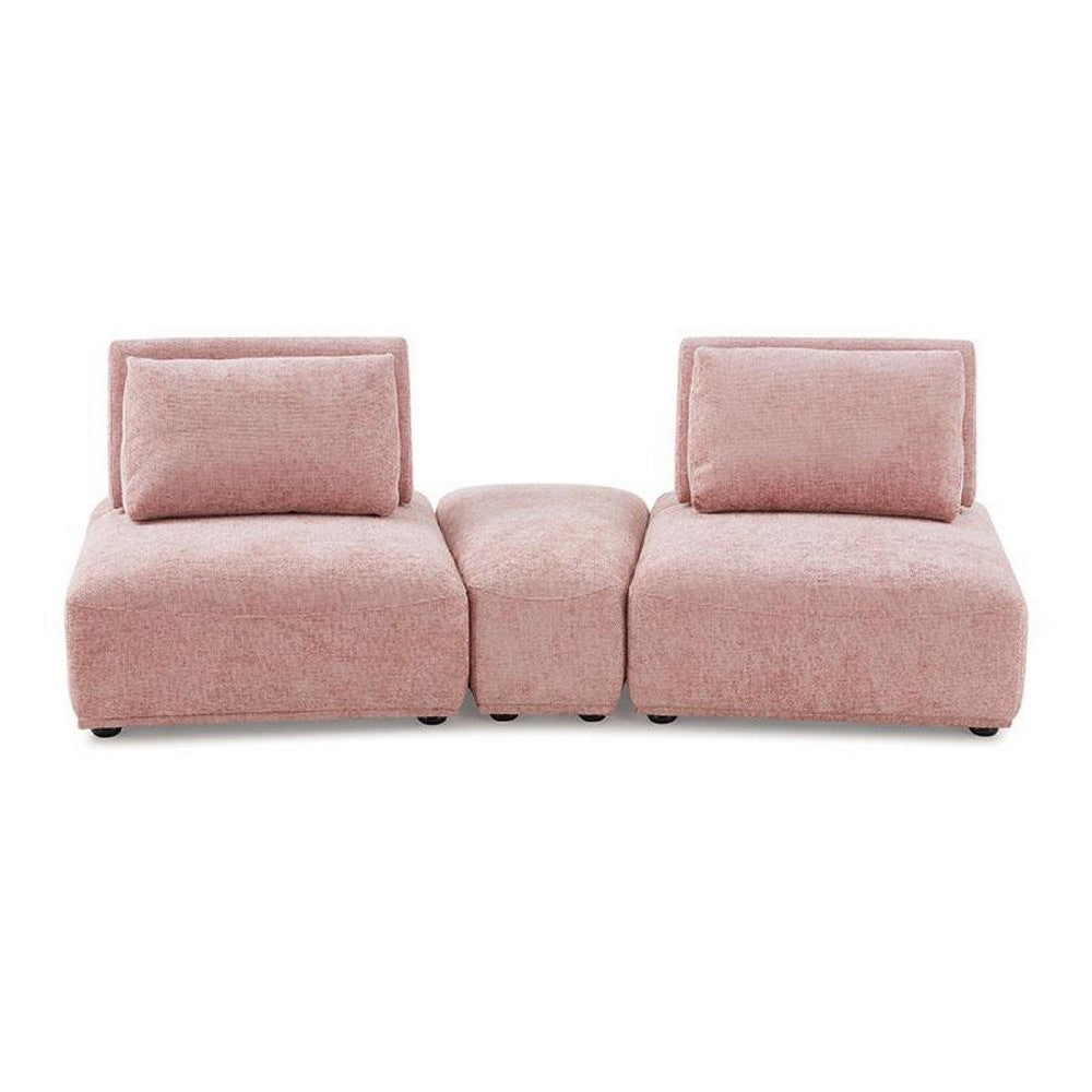 Stavan Modular Curved 2 Seater Sofa, Pink Boucle, Adjustable Back - BM333669