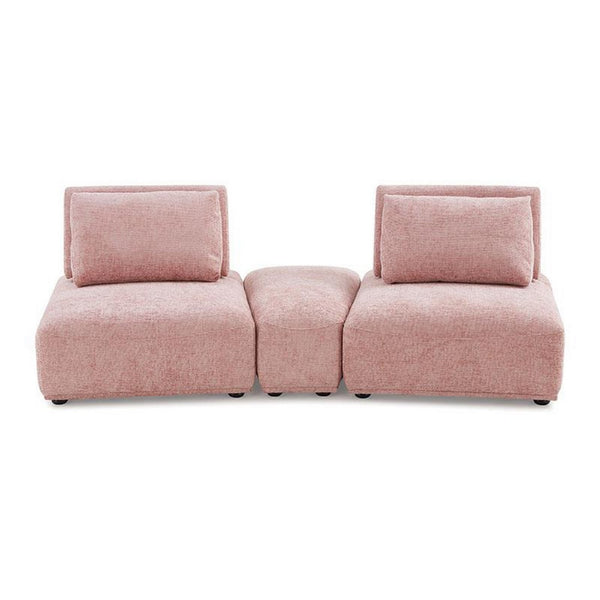 Stavan Modular Curved 2 Seater Sofa, Pink Boucle, Adjustable Back - BM333669