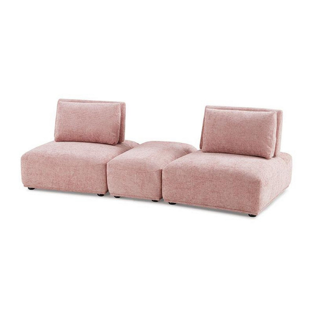 Stavan Modular Curved 2 Seater Sofa, Ottoman Pink, Adjustable Back - BM333670