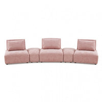 Stavan Modular Curved 3 Seater Sofa, Pink Boucle Adjustable Seat Depth - BM333672