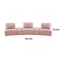 Stavan Modular Curved 3 Seater Sofa, Pink Boucle Adjustable Seat Depth - BM333672