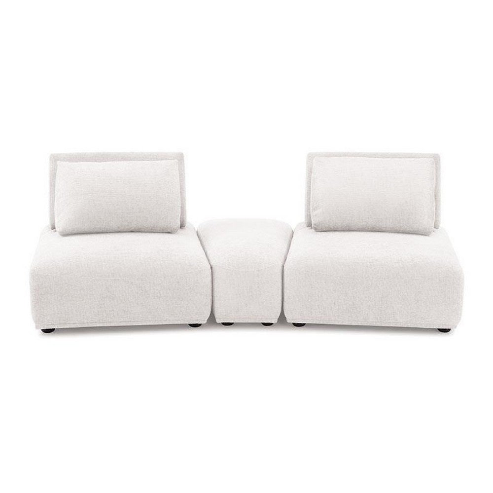 Stavan Modular Curved 2 Seat Sofa, White Boucle, Adjustable Seat Depth - BM333674