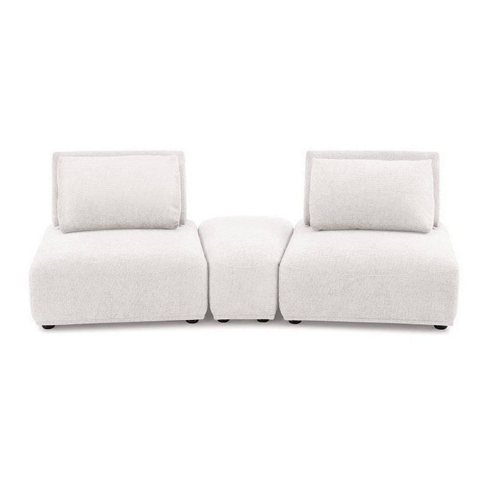 Stavan Modular Curved 2 Seat Sofa, White Boucle, Adjustable Seat Depth - BM333674
