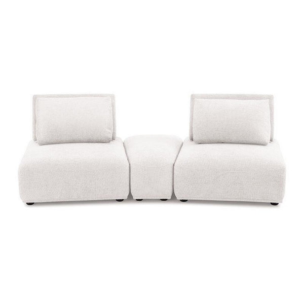 Stavan Modular Curved 2 Seat Sofa, White Boucle, Adjustable Seat Depth - BM333674