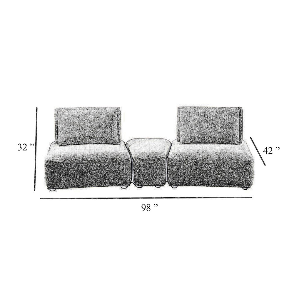 Stavan Modular Curved 2 Seat Sofa, White Boucle, Adjustable Seat Depth - BM333674
