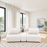 Stavan Modular Curved 2 Seat Sofa, White Boucle, Adjustable Seat Depth - BM333674