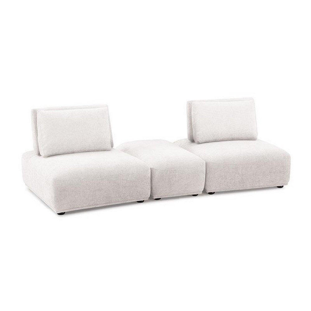 Stavan Modular Curved 2 Seat Sofa Set, White Boucle, Adjustable Backs - BM333675