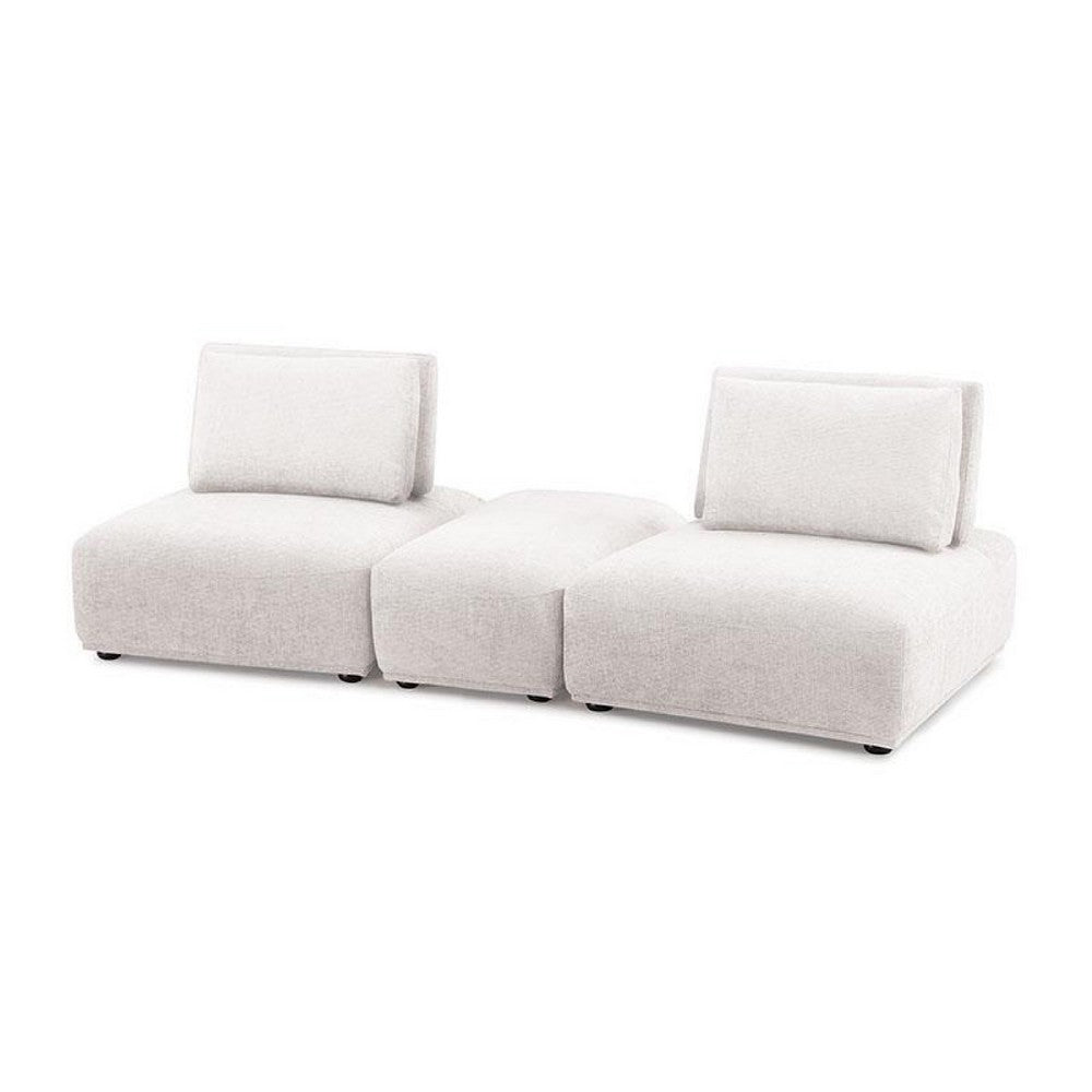 Stavan Modular Curved 2 Seat Sofa Set, White Boucle, Adjustable Backs - BM333675
