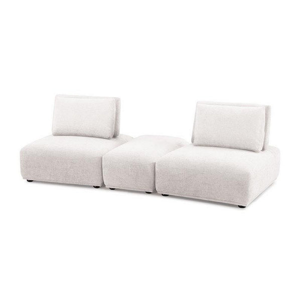 Stavan Modular Curved 2 Seat Sofa Set, White Boucle, Adjustable Backs - BM333675