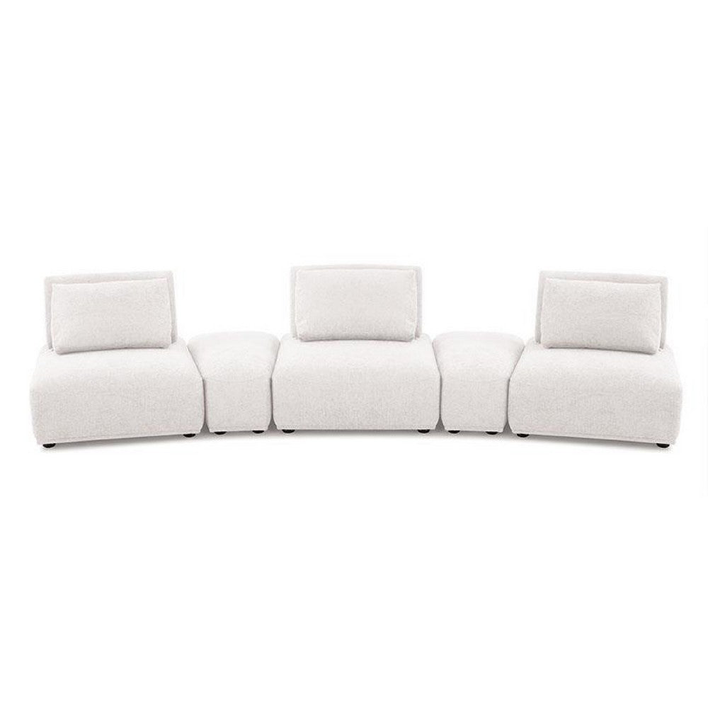 Stavan Modular Curved 3 Seater Sofa, White Boucle, Adjustable Backs - BM333677