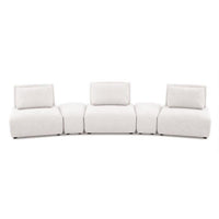 Stavan Modular Curved 3 Seater Sofa, White Boucle, Adjustable Backs - BM333677