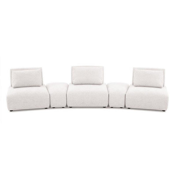 Stavan Modular Curved 3 Seater Sofa, White Boucle, Adjustable Backs - BM333677