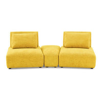 Stavan Modular Curved 2 Seat Sofa, Yellow Chenille, Adjustable Back - BM333679