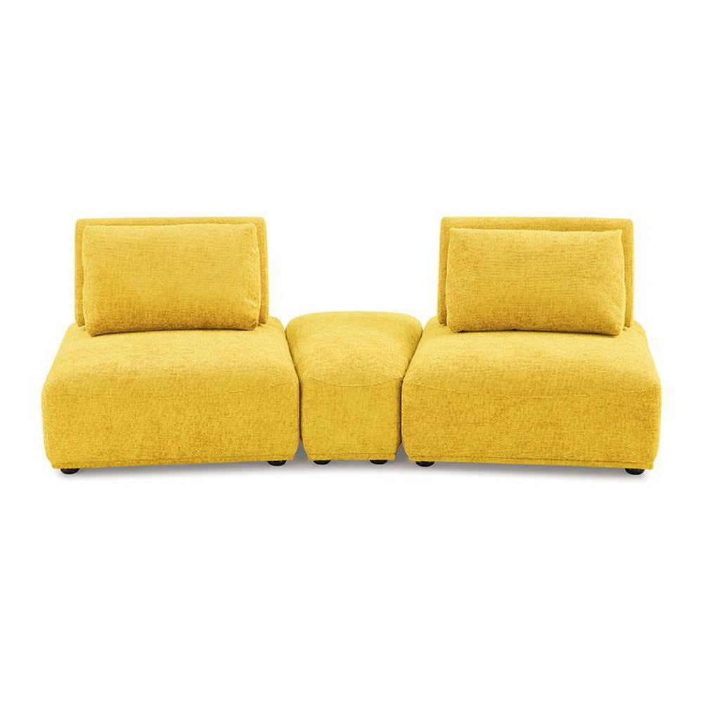 Stavan Modular Curved 2 Seat Sofa, Yellow Chenille, Adjustable Back - BM333679