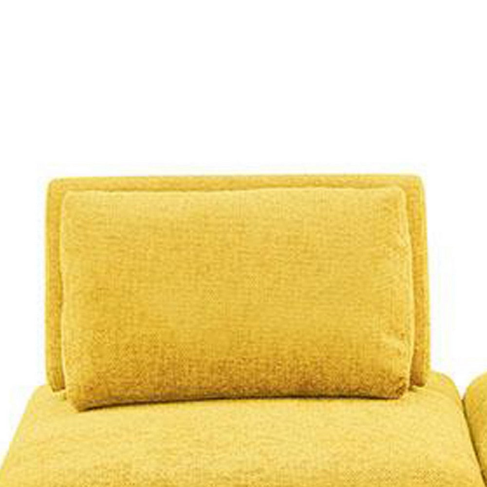Stavan Modular Curved 2 Seat Sofa, Yellow Chenille, Adjustable Back - BM333679