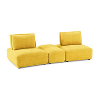 Stavan Modular Curved 2 Seat Sofa, Ottoman, Yellow Adjustable Back - BM333680