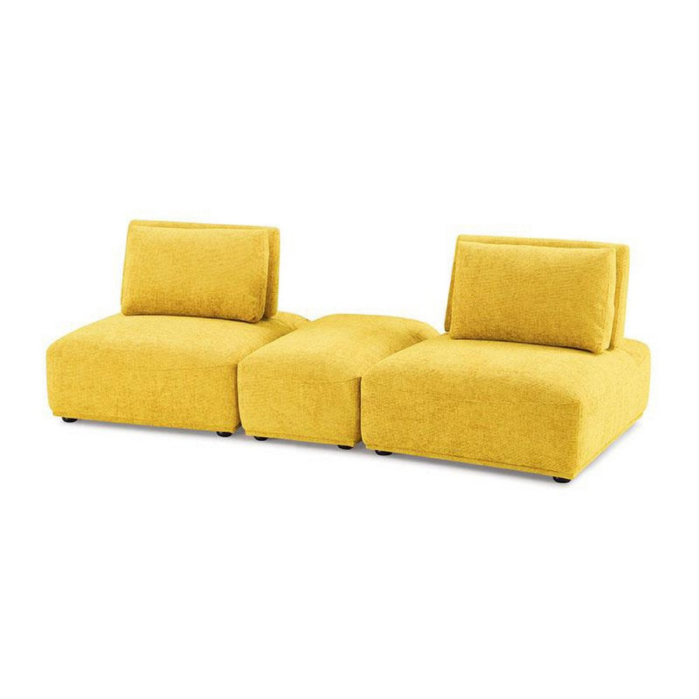 Stavan Modular Curved 2 Seat Sofa, Ottoman, Yellow Adjustable Back - BM333680