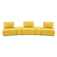 Stavan Modular Curved 3 Seat Sofa Set, Yellow Chenille Adjustable Back - BM333682