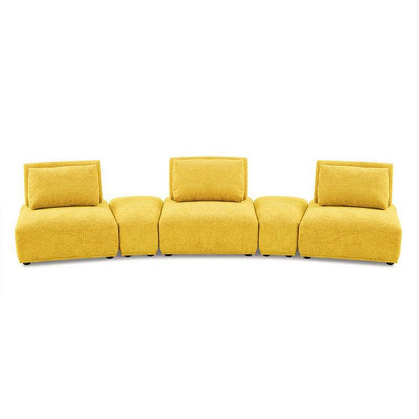 Stavan Modular Curved 3 Seat Sofa Set, Yellow Chenille Adjustable Back - BM333682