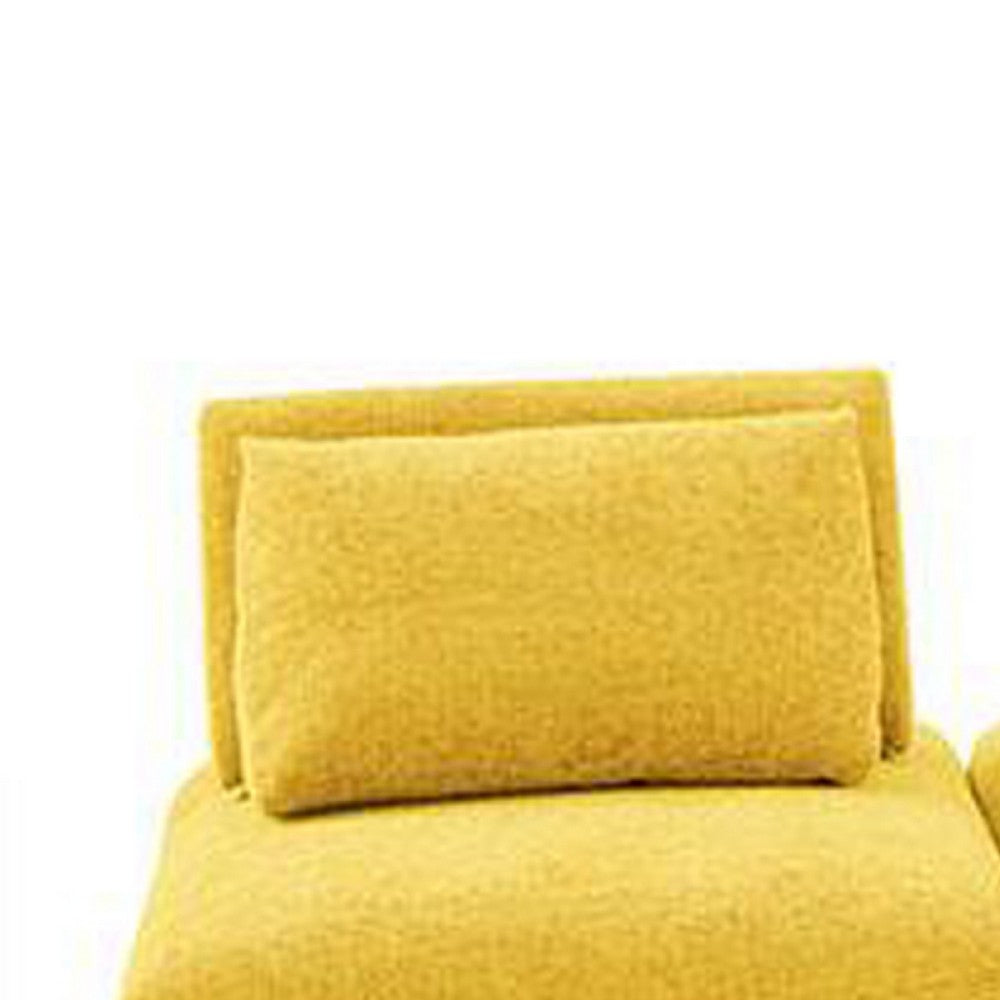 Stavan Modular Curved 3 Seat Sofa Set, Yellow Chenille Adjustable Back - BM333682