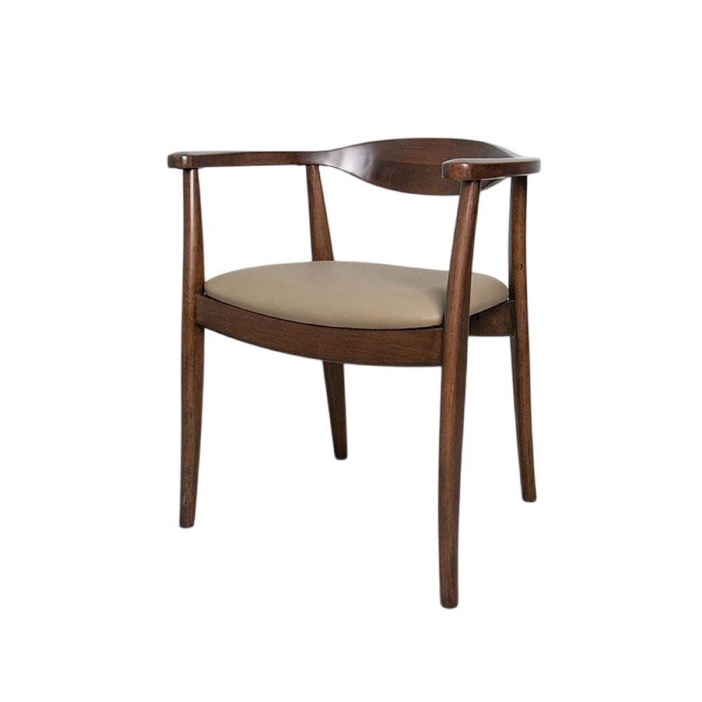 Niva Dining Side Chair Set of 2, Modern Armchairs, Brown Rubberwood -BM333703